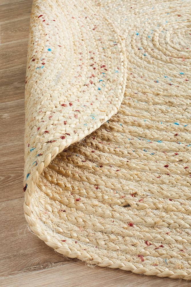 Tessura Beige Jute & Cotton Round Rug