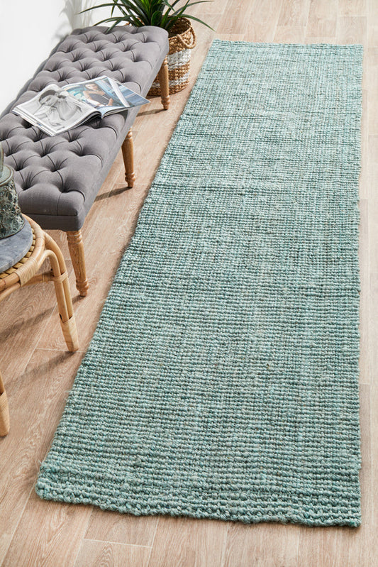 Tessura Blue Jute & Cotton Runner Rug