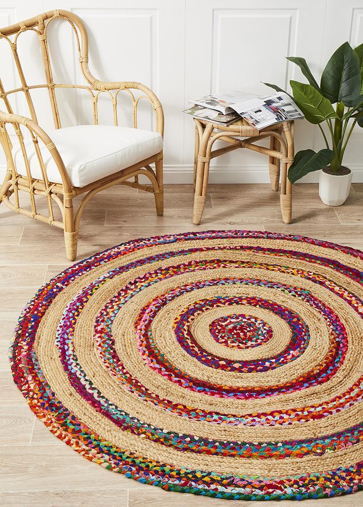 Tessura Bravo Multi Jute & Cotton Round Rug