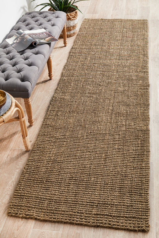 Tessura Brown Jute & Cotton Runner Rug