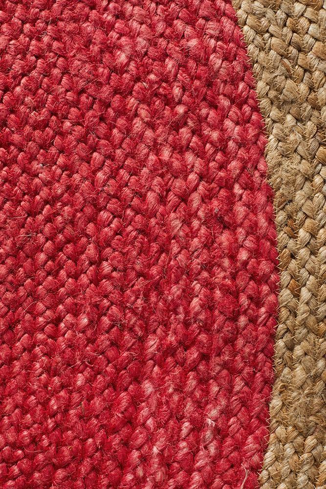 Tessura Cherry Red Jute & Cotton Round Rug