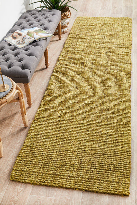 Tessura Green Jute & Cotton Runner Rug