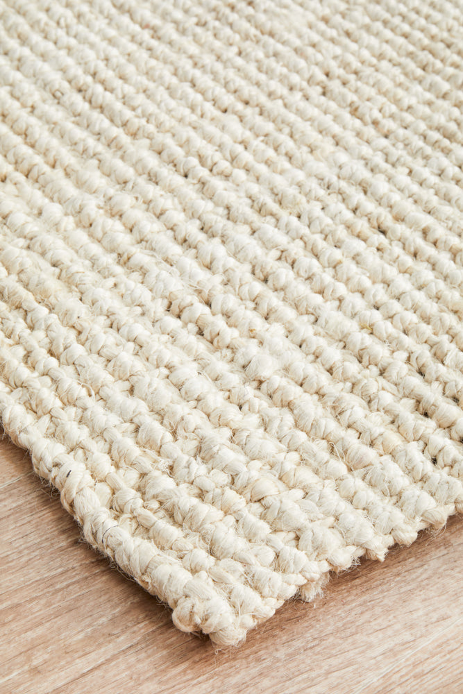 Tessura Ivory Jute & Cotton Runner Rug