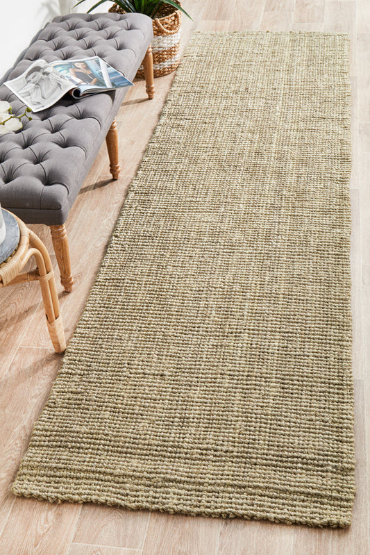 Tessura Natural Beige Jute & Cotton Runner Rug