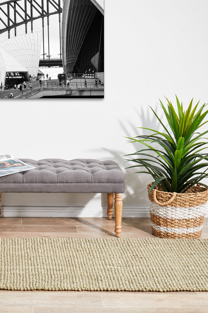 Tessura Natural Beige Jute & Cotton Runner Rug
