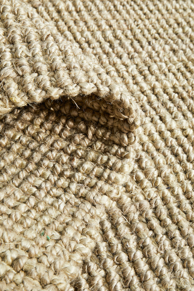 Tessura Natural Beige Jute & Cotton Runner Rug