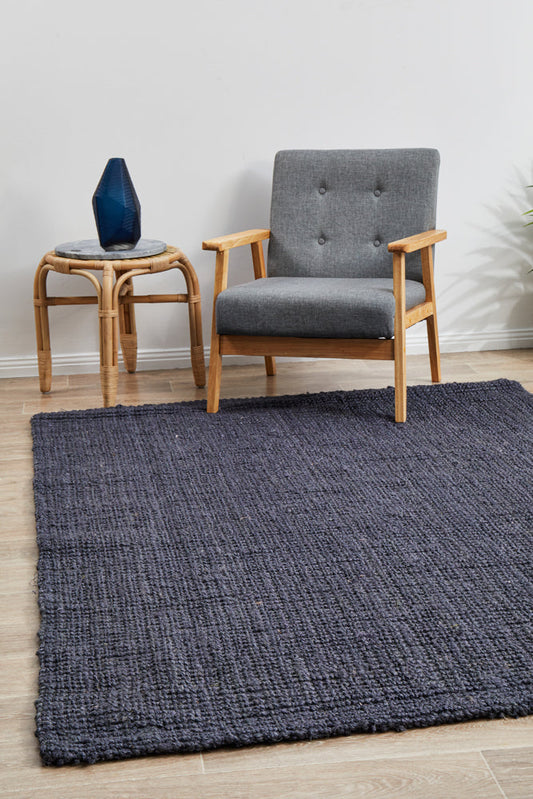 Tessura Navy Jute & Cotton Rug