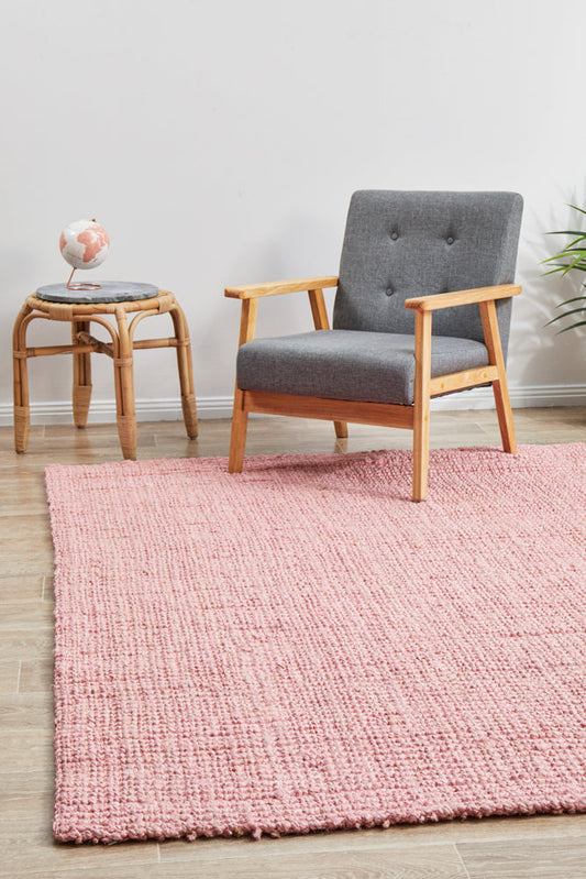 Tessura Pink Jute & Cotton Rug
