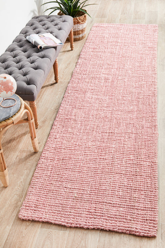 Tessura Pink Jute & Cotton Runner Rug