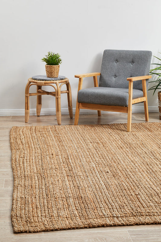 Tessura Stripes Natural Beige Jute & Cotton Rug