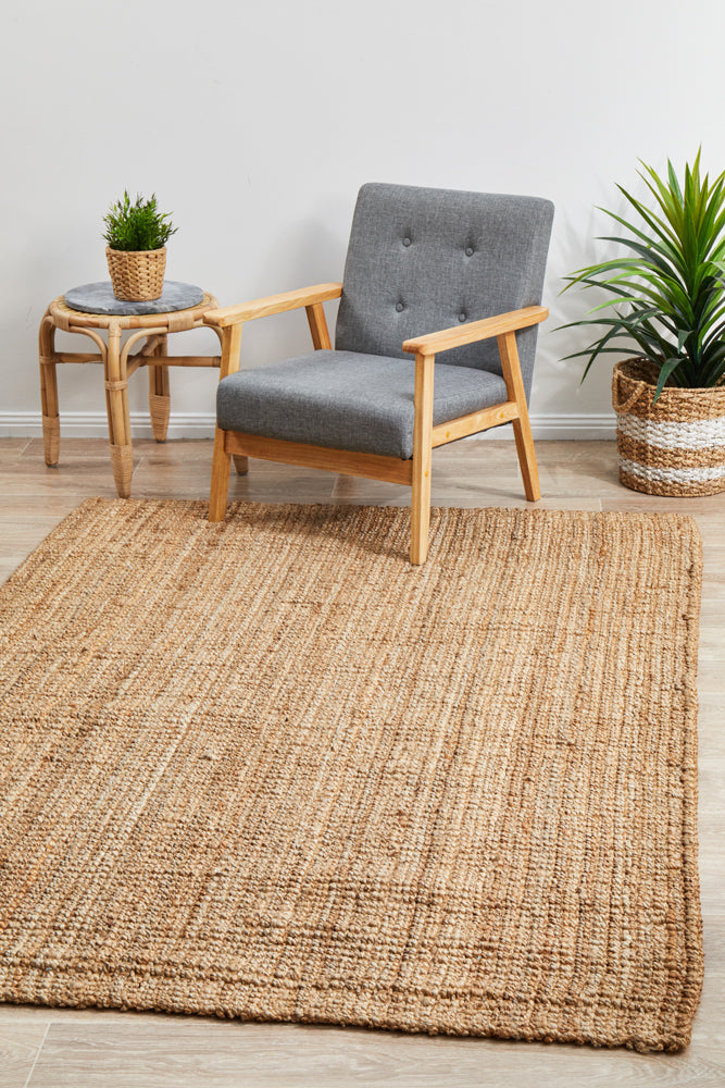 Tessura Stripes Natural Beige Jute & Cotton Rug