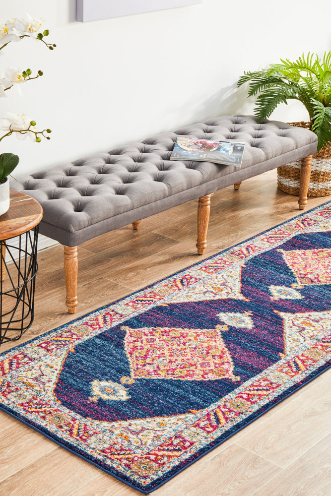 Vestra Blue Traditional Runner Rug