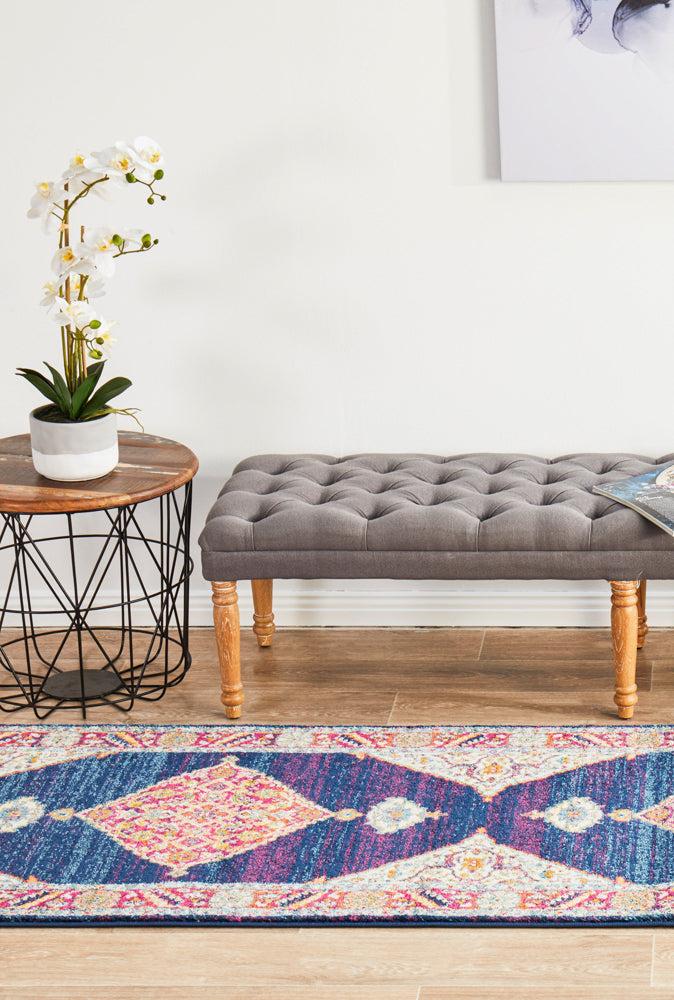 Vestra Blue Traditional Runner Rug
