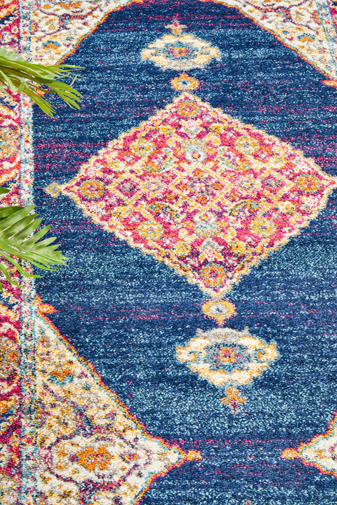 Vestra Blue Traditional Runner Rug