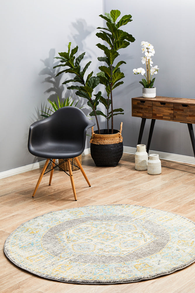 Vestra Grey Transitional Round Rug