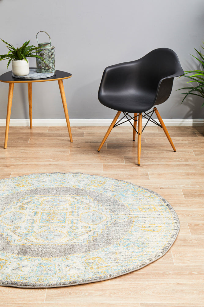 Vestra Grey Transitional Round Rug