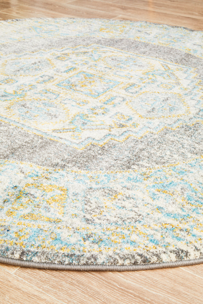 Vestra Grey Transitional Round Rug
