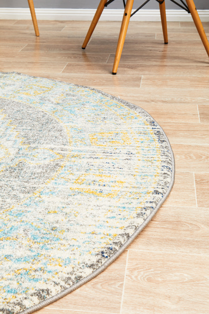 Vestra Grey Transitional Round Rug