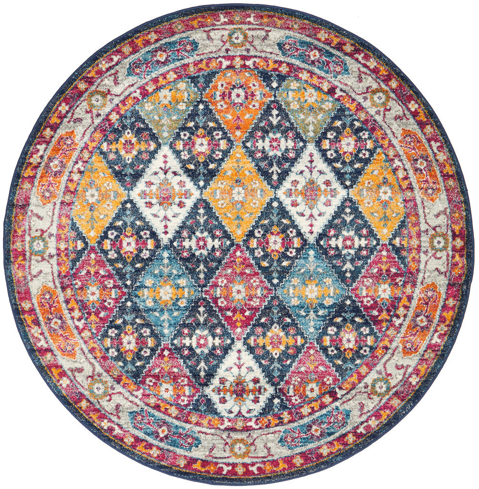 Vestra Navy Traditional Round Rug