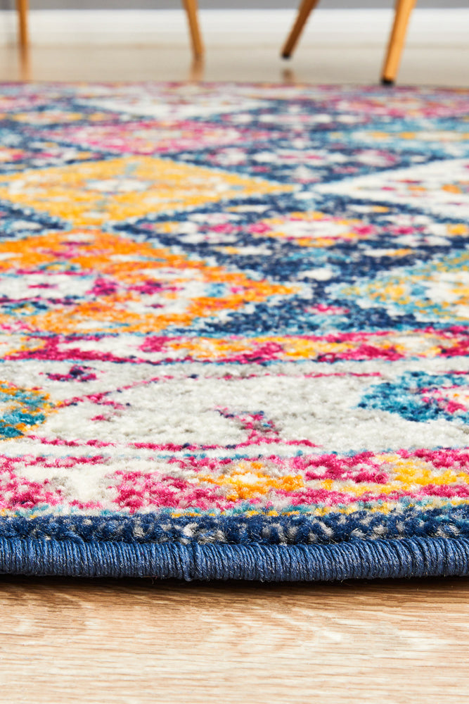 Vestra Navy Traditional Round Rug