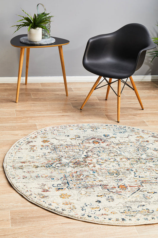 Vestra Silver & Rust Round Rug