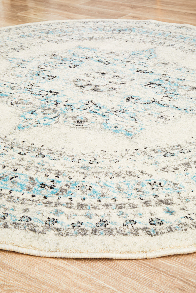 Vestra White Transitional Round Rug