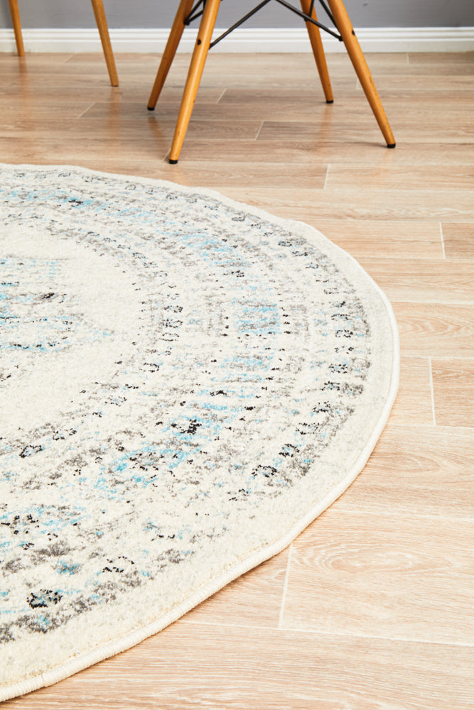 Vestra White Transitional Round Rug