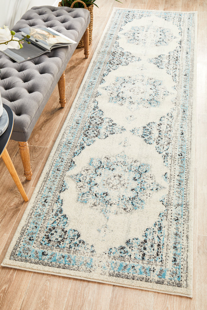 Vestra White Transitional Runner Rug