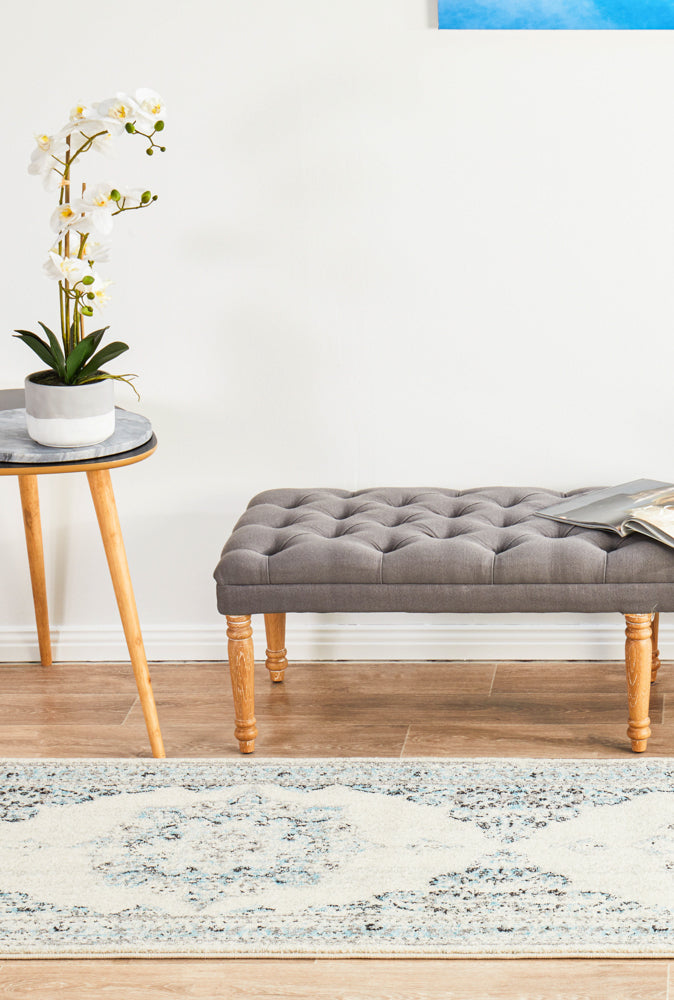 Vestra White Transitional Runner Rug