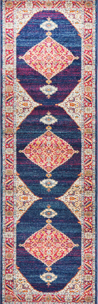 Vestra Blue Traditional Runner Rug
