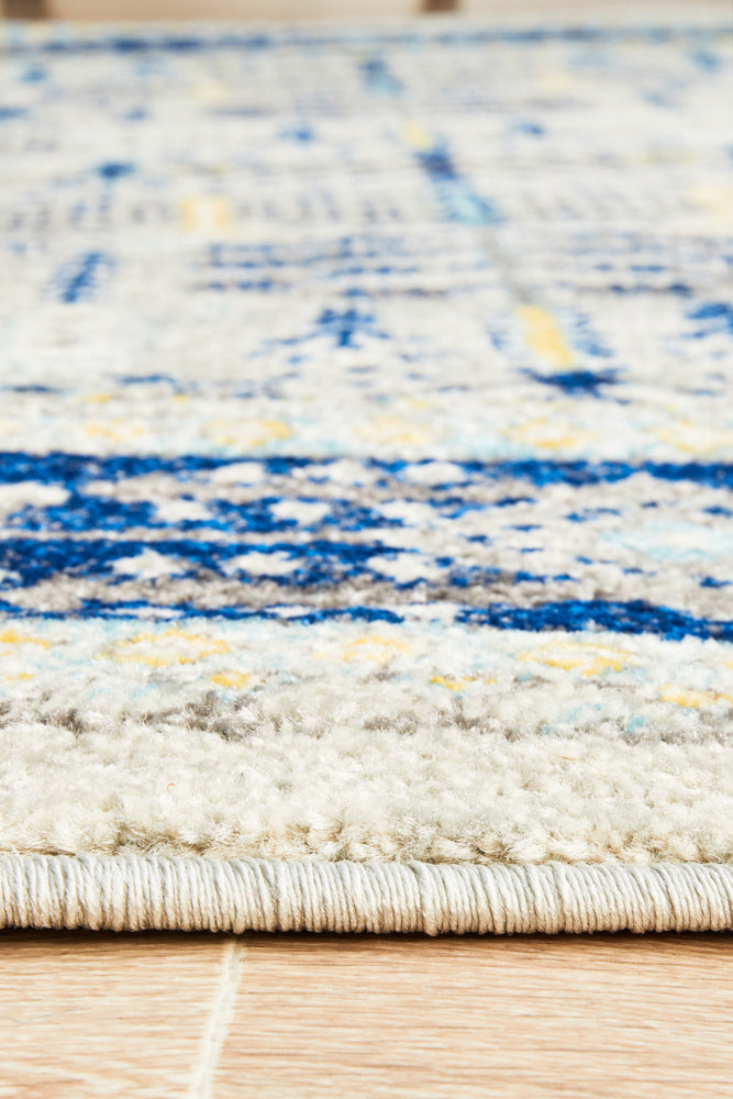 Vestra Grey & Blue Round Rug