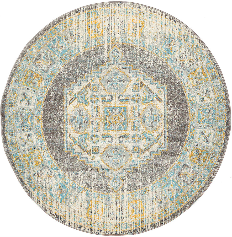 Vestra Grey Transitional Round Rug
