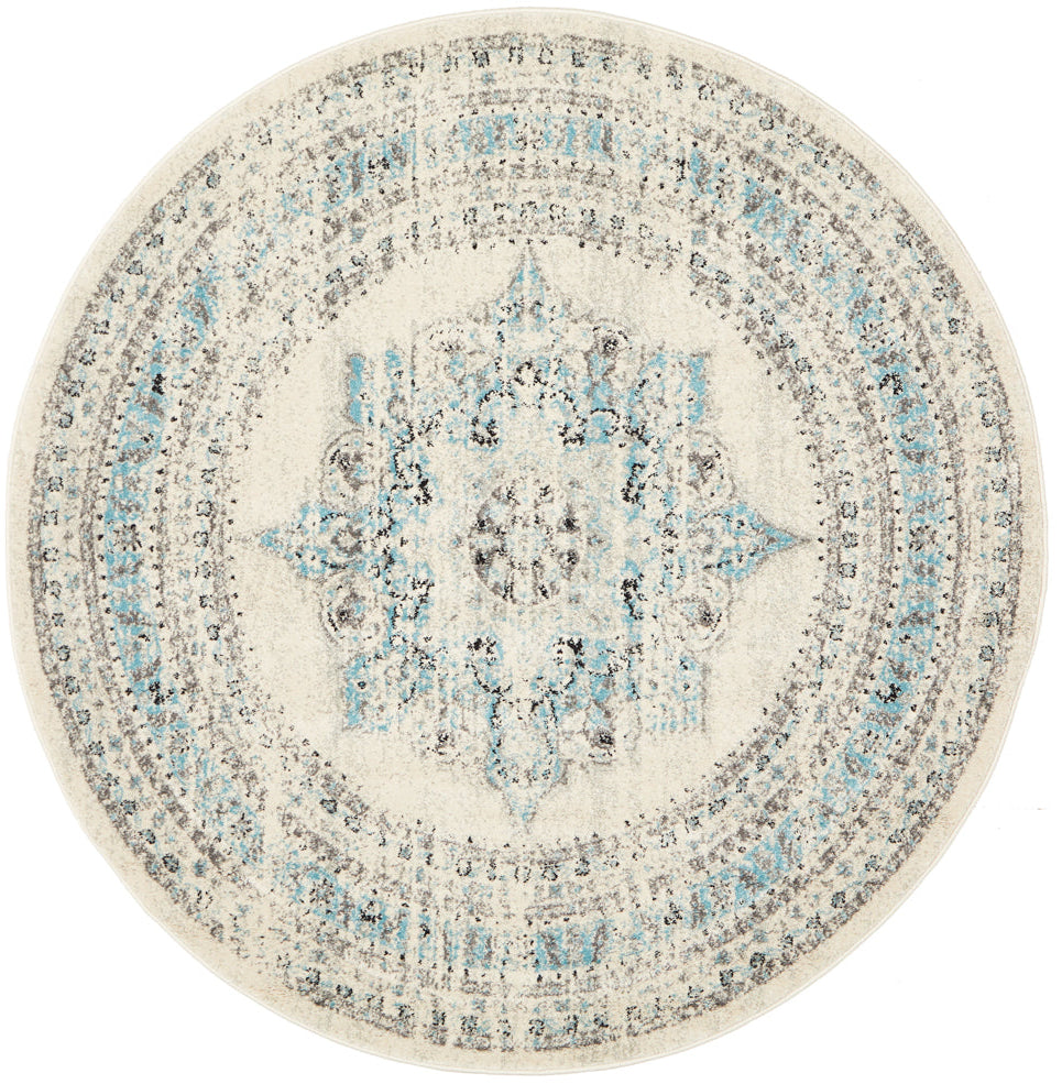 Vestra White Transitional Round Rug