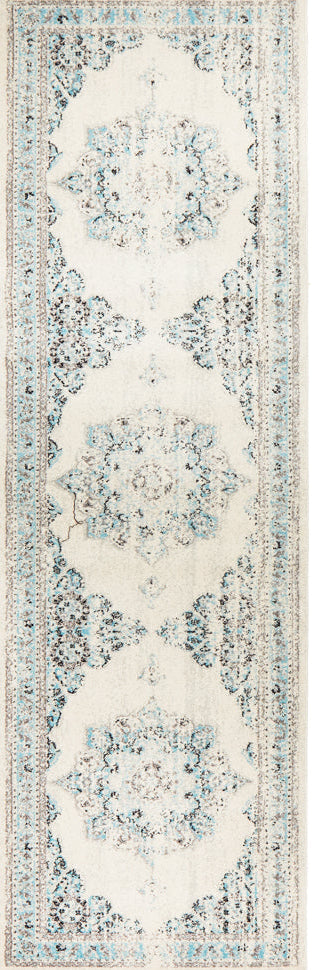 Vestra White Transitional Runner Rug