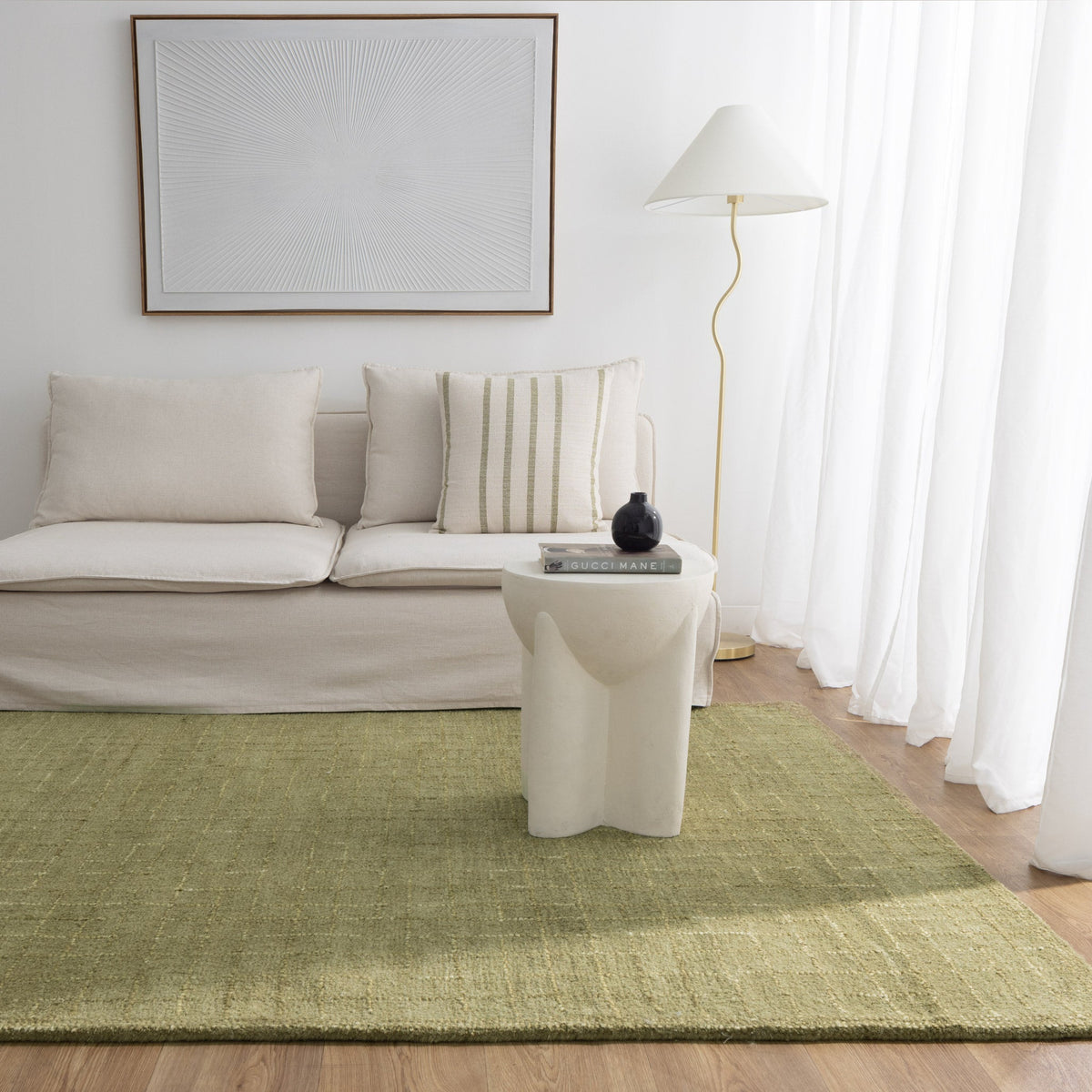 Alure Modern Green Wool Rug