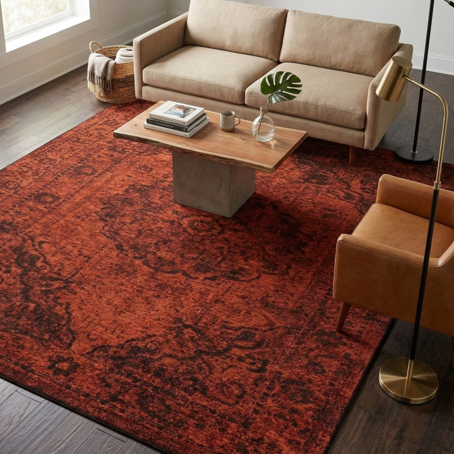 Zorin Red Transitional Rug
