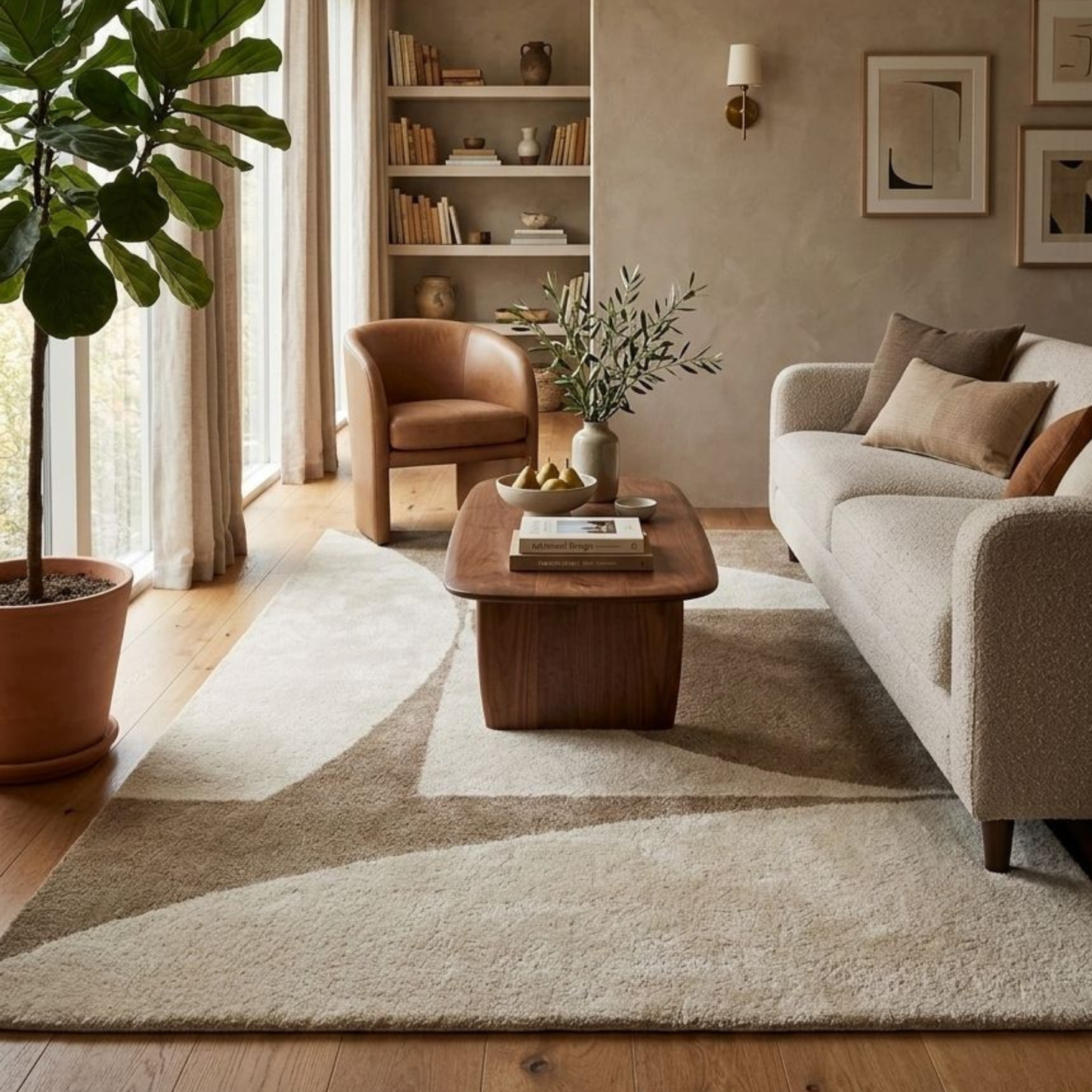 Torra Ivory Brown Wool Rug
