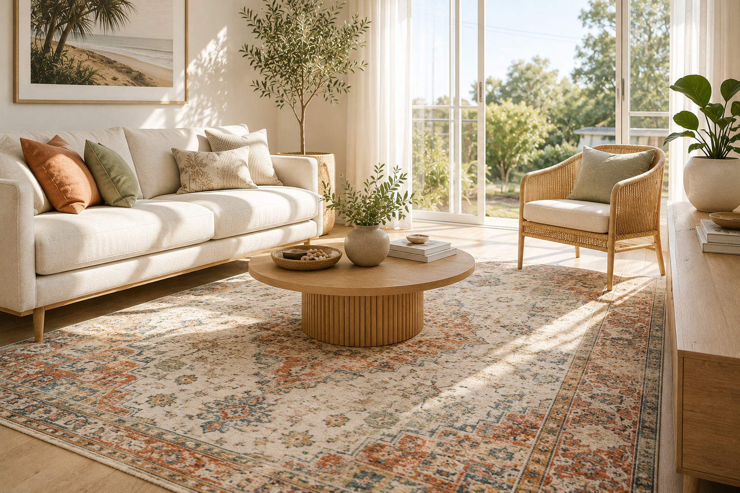 Best rug colours for bright living rooms Australia