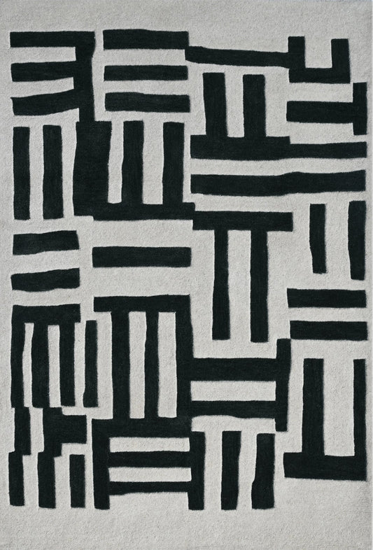 Mehari Ivory & Green Wool Rug