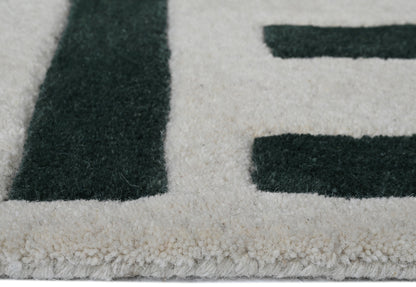Mehari Ivory & Green Wool Rug