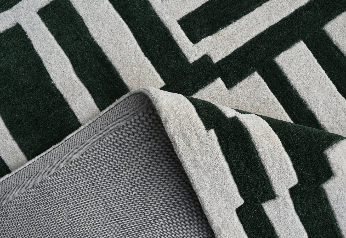 Mehari Ivory & Green Wool Rug