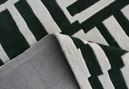 Mehari Ivory & Green Wool Rug