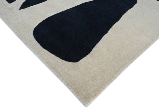 Mehari Ivory & Navy Wool Rug