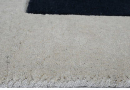 Mehari Ivory & Navy Wool Rug