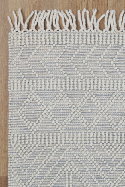 Luxe Ivory Blue Wool Rug