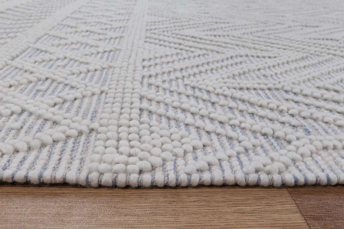 Luxe Ivory Blue Wool Rug
