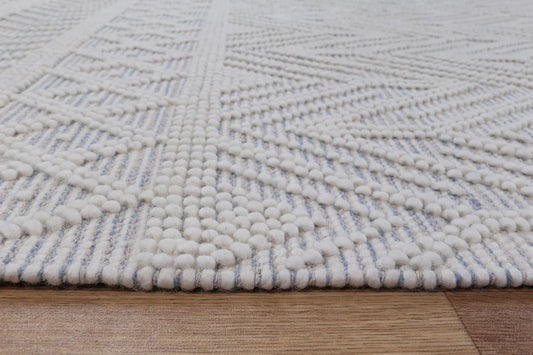Luxe Ivory Blue Wool Rug