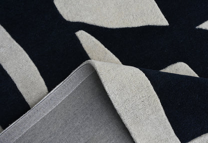 Mehari Ivory & Navy Wool Rug