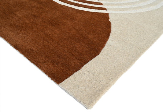Mehari Beige & Brown Wool Rug