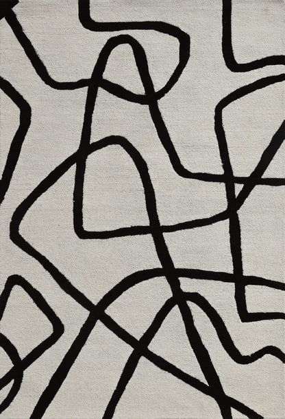 Mehari Ivory & Black Wool Rug
